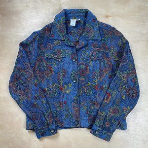 Floral Unique Printing Button Up Shacket Cover-Up Women's Small